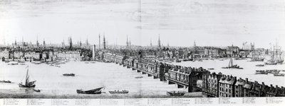 Westelijke Voorkant van de London Bridge, 1749 door Nathaniel and Samuel Buck